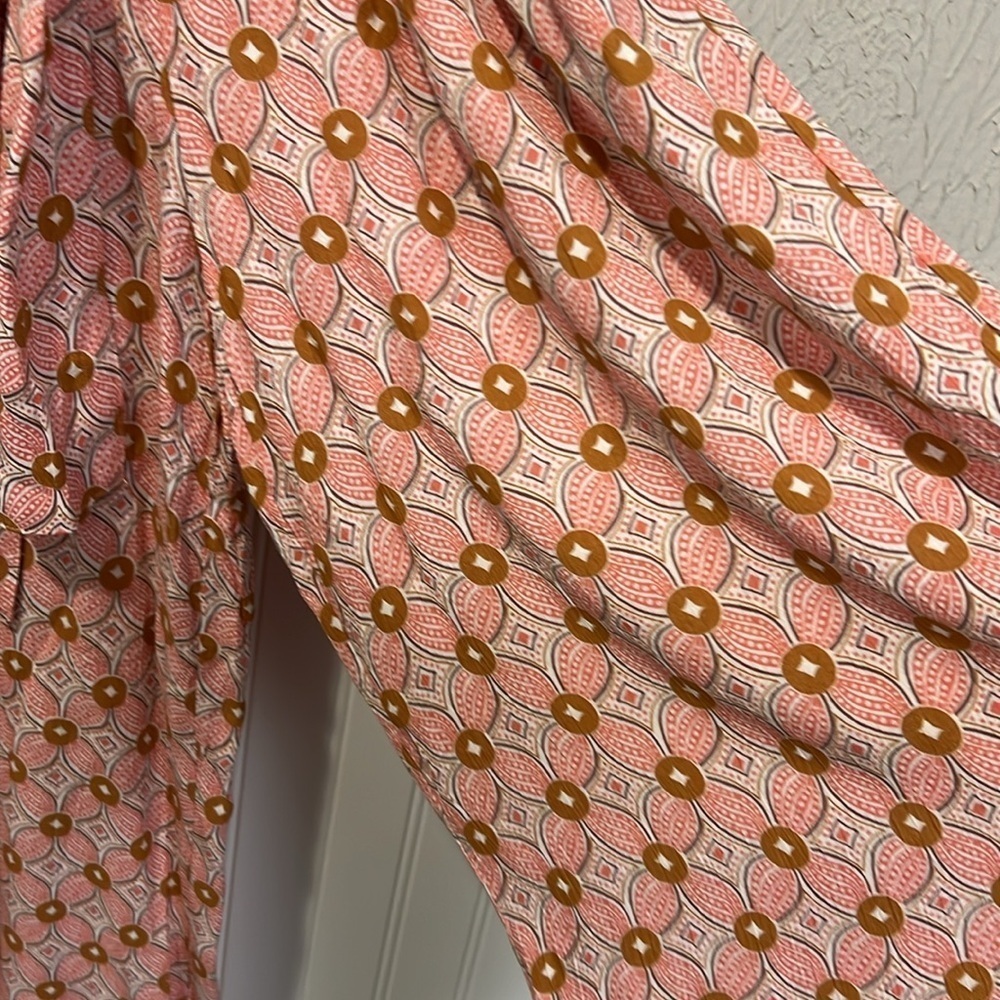 Olivaceous Pink Patterned Rayon Strapless tube top style Jumpsuit size medium - Picture 6 of 9